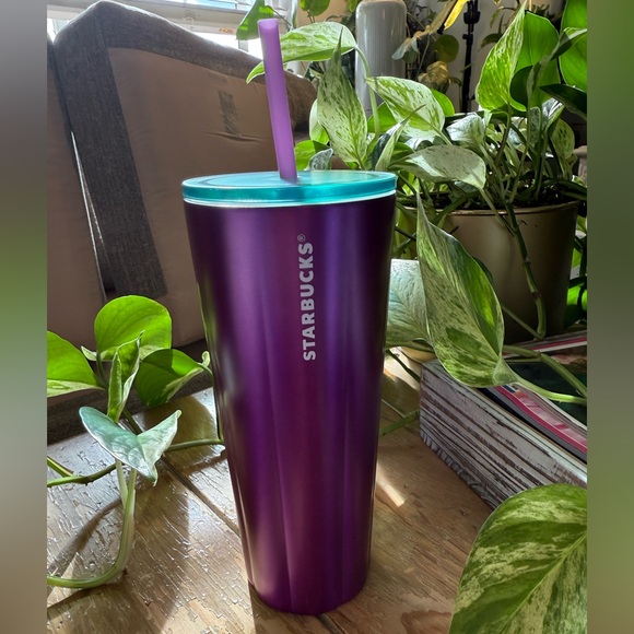 💜 Starbucks Purple & Teal Stainless Steel Cold Cup 24 oz